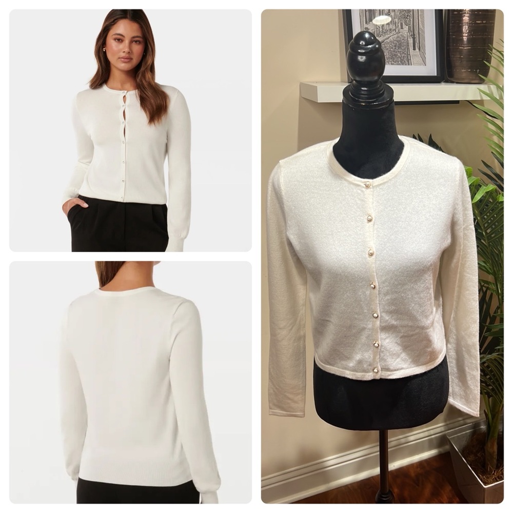 House of Harlow 1960 Ivory 100% Cashmere Cardigan Sweater Small
